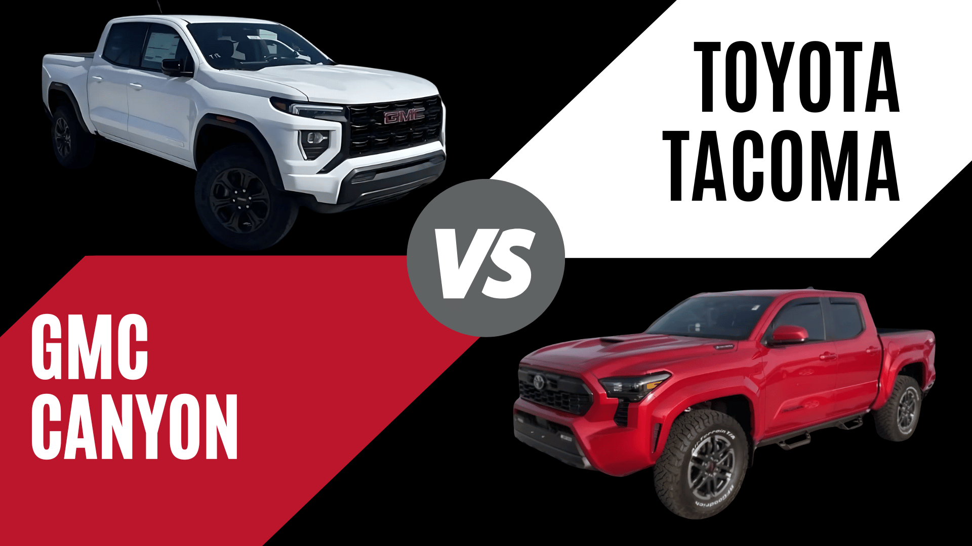 2025 GMC Canyon and Toyota Tacoma midsize trucks side-by-side comparison