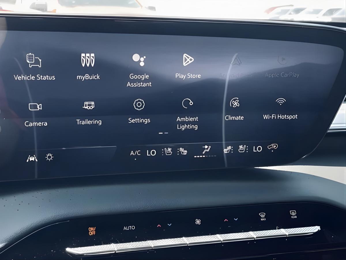 Buick infotainment screen showing Google Built-In apps inside a vehicle at Crain Buick GMC of Springdale.