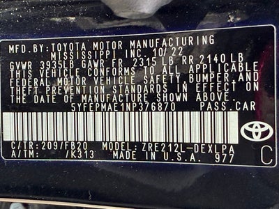 2022 Toyota Corolla LE