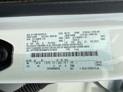 2022 Ford F-150 Lariat EQUIPMENT GROUP 502A