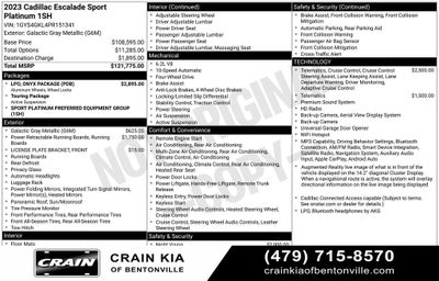 2023 Cadillac Escalade Sport Platinum Onyx - 4WD / PANORAMIC SUNROOF / CLEAN CARFAX