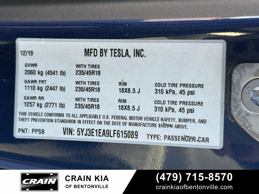 2020 Tesla Model 3 Standard Range Plus