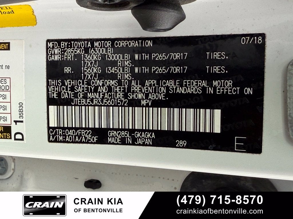 2018 Toyota 4Runner SR5 - 4WD / CLEAN CARFAX