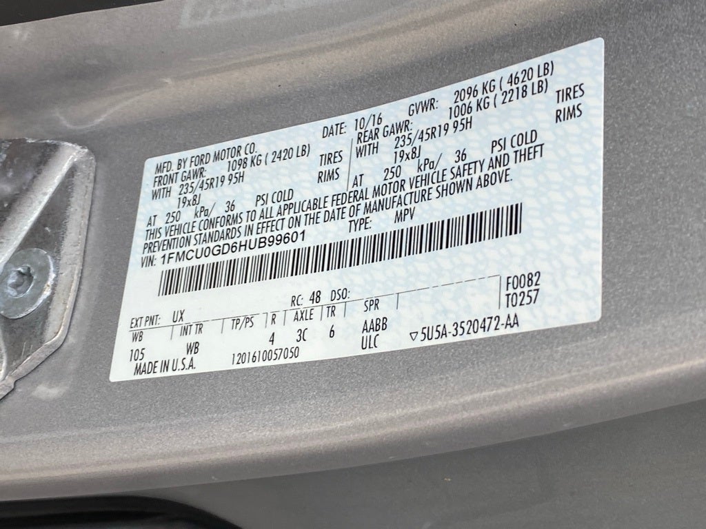 2017 Ford Escape SE FWD / DUAL ZONE AC