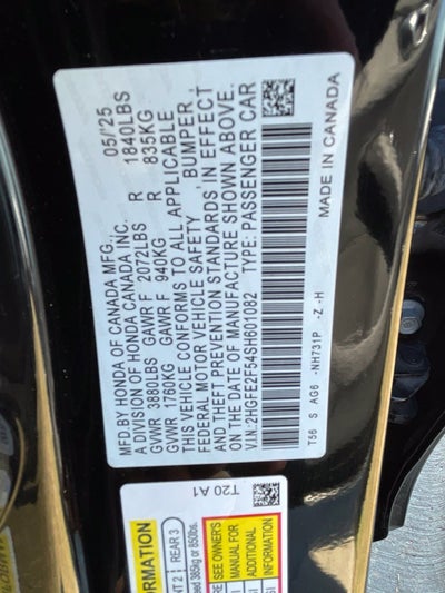 2025 Honda Civic Sport BLUETOOTH / BACK UP CAM / BLIND SPOT