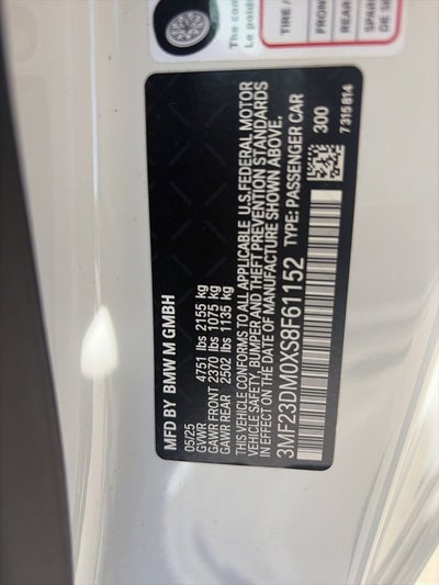 2025 BMW M2 Base Manual Transmission 1-Owner
