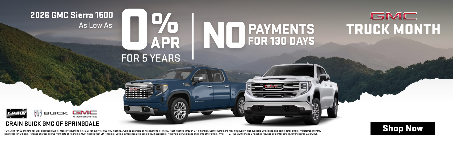 Shop New 2026 GMC Sierra 1500 Inventory in Springdale, AR.